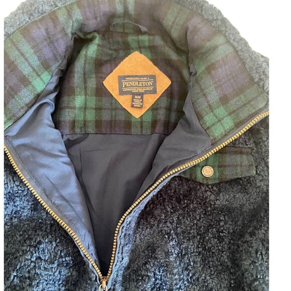 PENDLETON Navy Blue Full Zip Fuzzy Teddy Bear Jacket Womens MEDIUM NEW NWT - Picture 3 of 8
